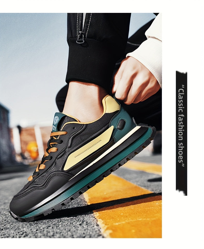 Men's Breathable Casual Sneakers - Trendy Low-Top Lace-Up Sneakers with Soft Rubber Sole, White Black Design for Spring/Summer, Perfect for Running and Casual Attire, Versatile Running Footwear Sporty Aesthetic Shoes Co