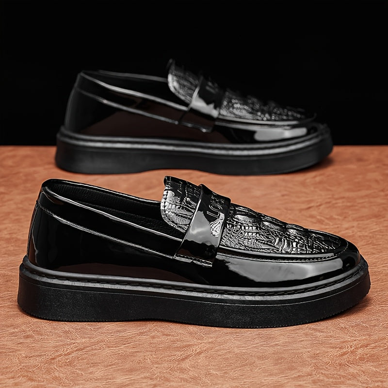 Men's Black PU Leather Casual Business Lace-Up Shoes