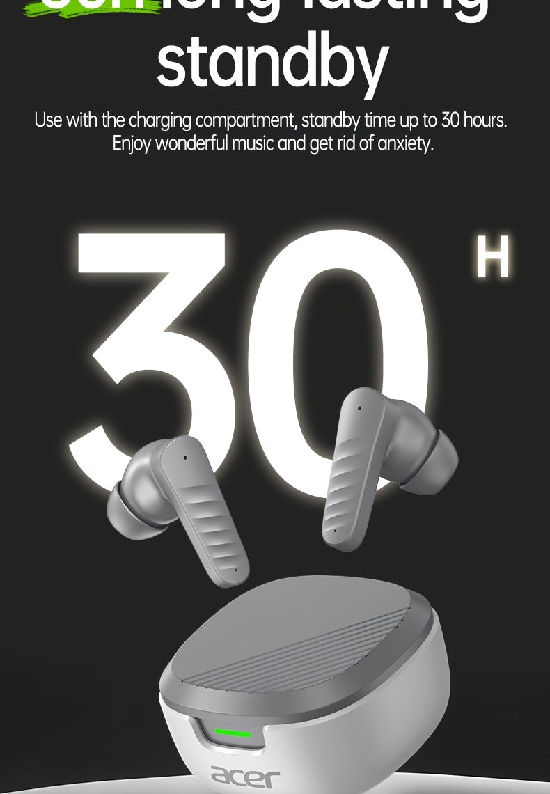 30h Wireless Earbuds Acer OHR503 Mini Sport Wireless Earbuds | Wireless Stereo, Long 30h Standby, Noise-Canceling, Comfortable Wear | Universal Fit, Latest Model, Touch Control