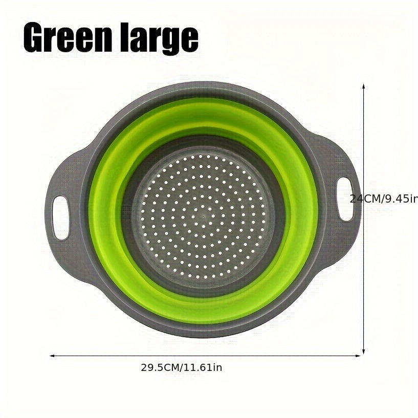 1/2 Set Round Silicone Kitchen Drain Basket Set Collapsible Funnel - 1 Large, 1 Small, Very Suitable for Draining Pasta, Vegetables and Fruits