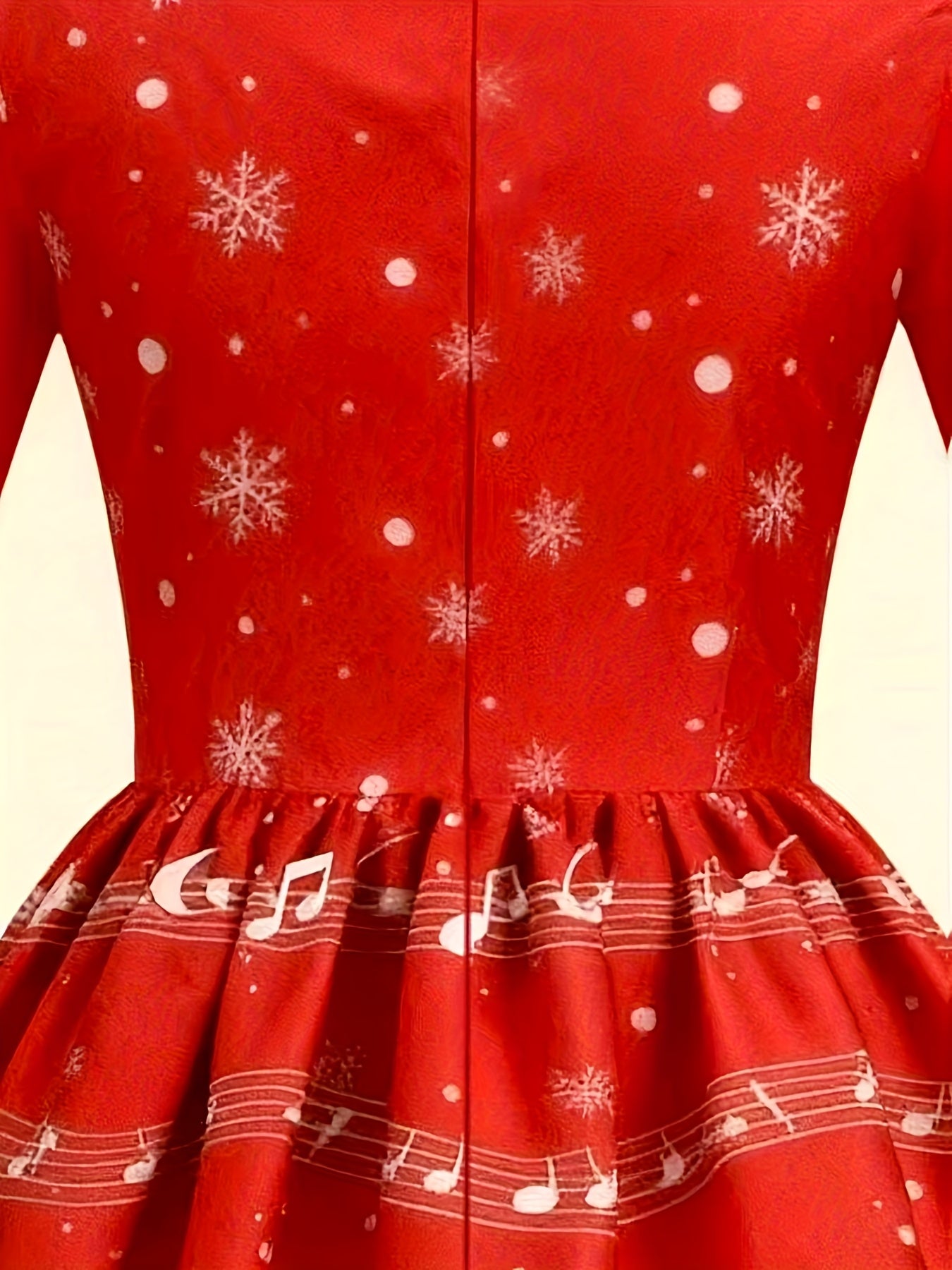Elegant Christmas Santa Red Comfortable Zippered Long Dress | Draped, Crew Neck, Suitable for Fall/Winter.