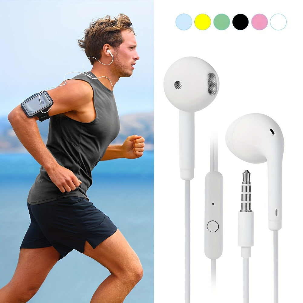 Anime-Inspired Wired Earphones with Microphone, 3.5mm Jack, Noise Isolating, Volume Control, Tangle-Free Cable, Plastic Semi-Open-Back Design, Compatible with Cellphones, Ideal for Running - Multiple Colors