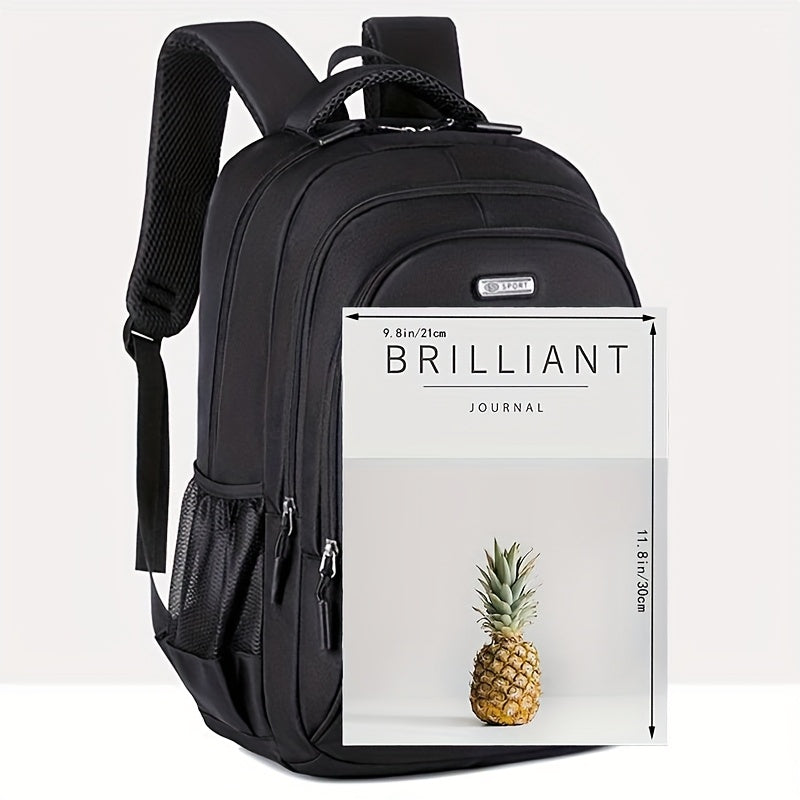 Unisex Large Capacity Travel Backpack - Durable Nylon Laptop Bag with Multiple Compartments, Business Casual Style, Black with Green Accents, 60.96cm x 40.64cm x 8, Backpack for Travel