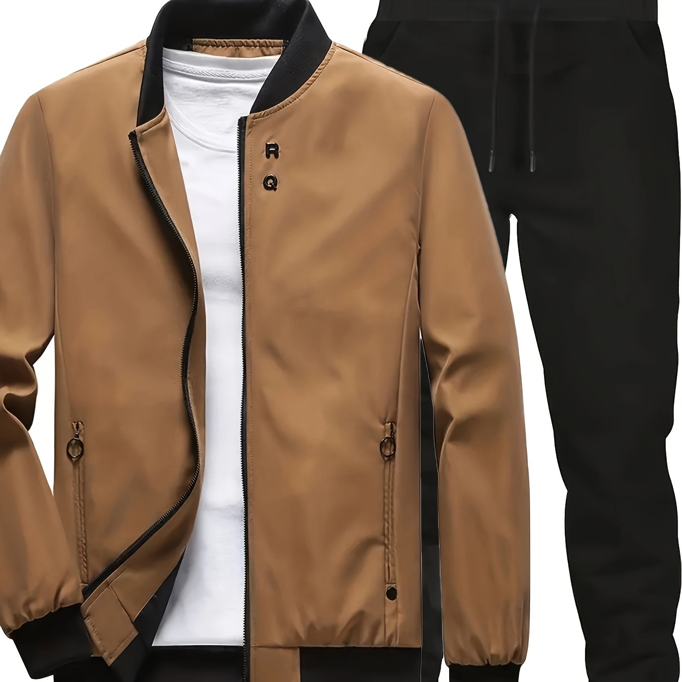 Star Blossom Men's Casual Sports Baseball Suit Pants Two-piece Set with Jacket and Trousers