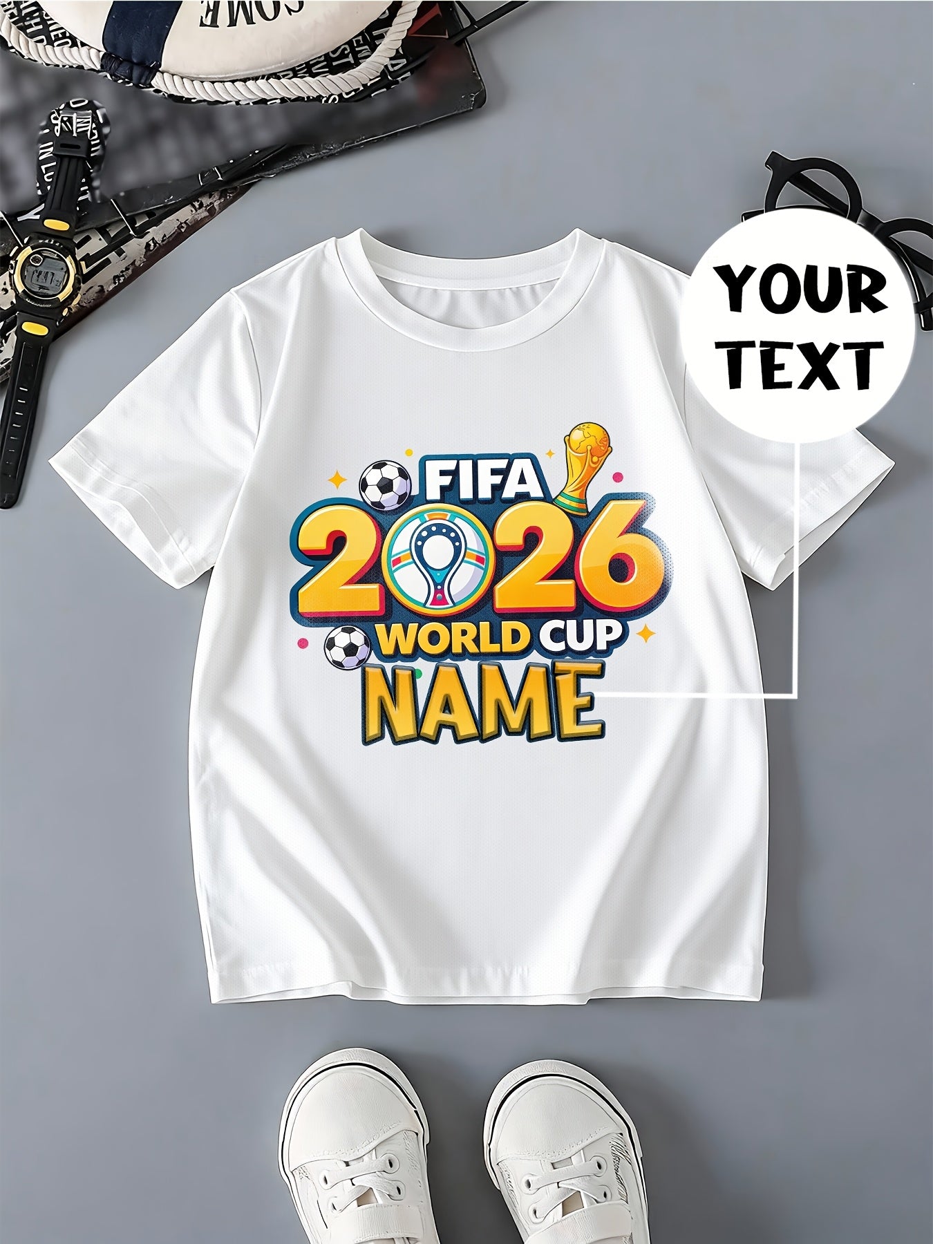Boys 2026 World Cup Mesh T-Shirt Casual Summer Top