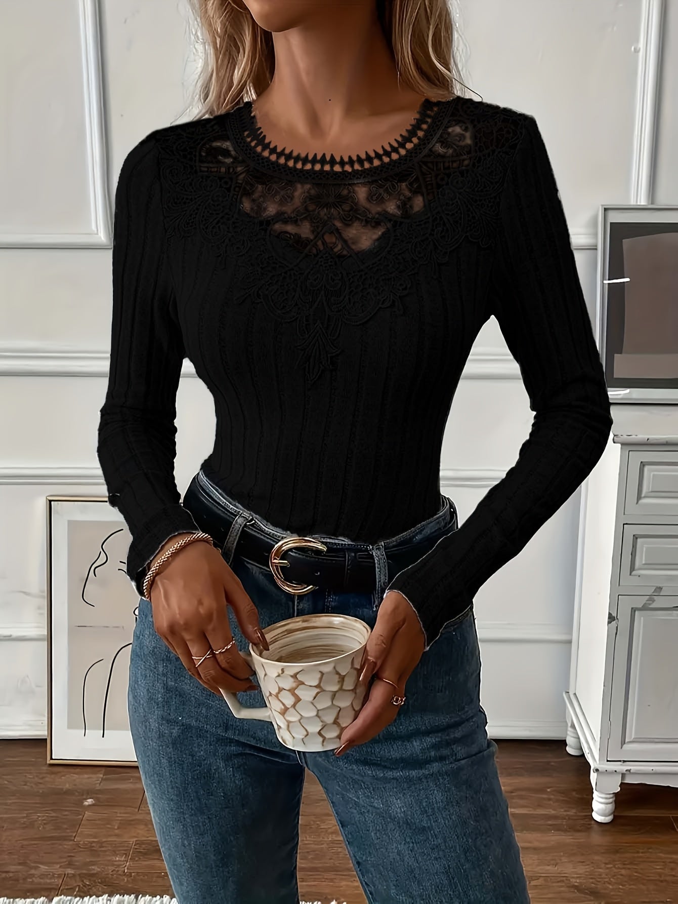 Directional Women'S French Lace Long Sleeve T-Shirt