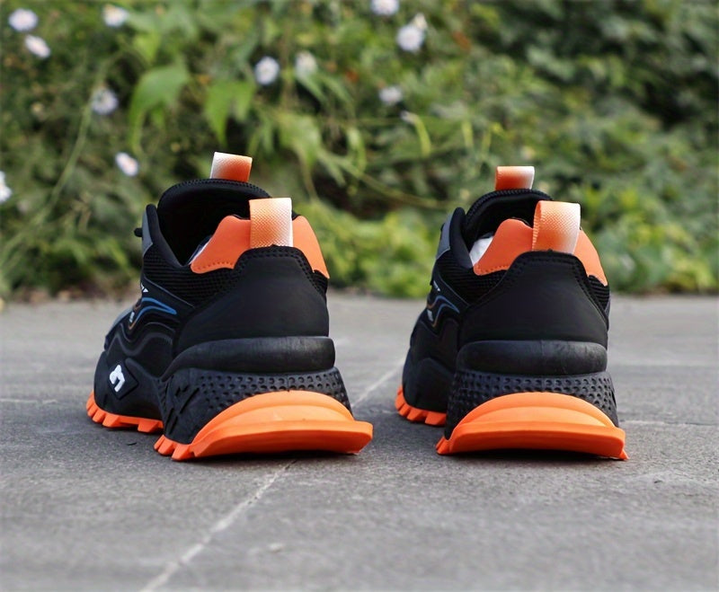 Men's Stylish Durable Sneakers - Comfortable, Non-Slip Lace-Up Sneakers for Outdoor Activities, Breathable Fabric, All-Season Wear