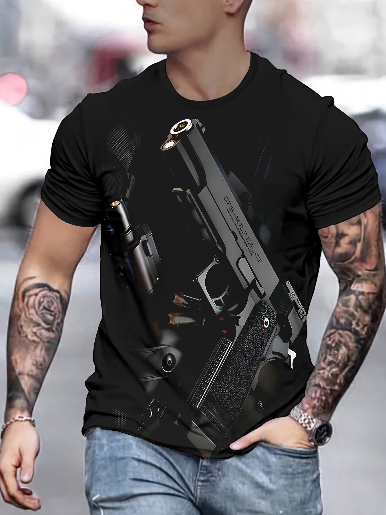 Men's 3D Printed Novelty T-Shirt - Casual, Breathable Polyester, Machine Washable, Round Neck - Perfect for Summer