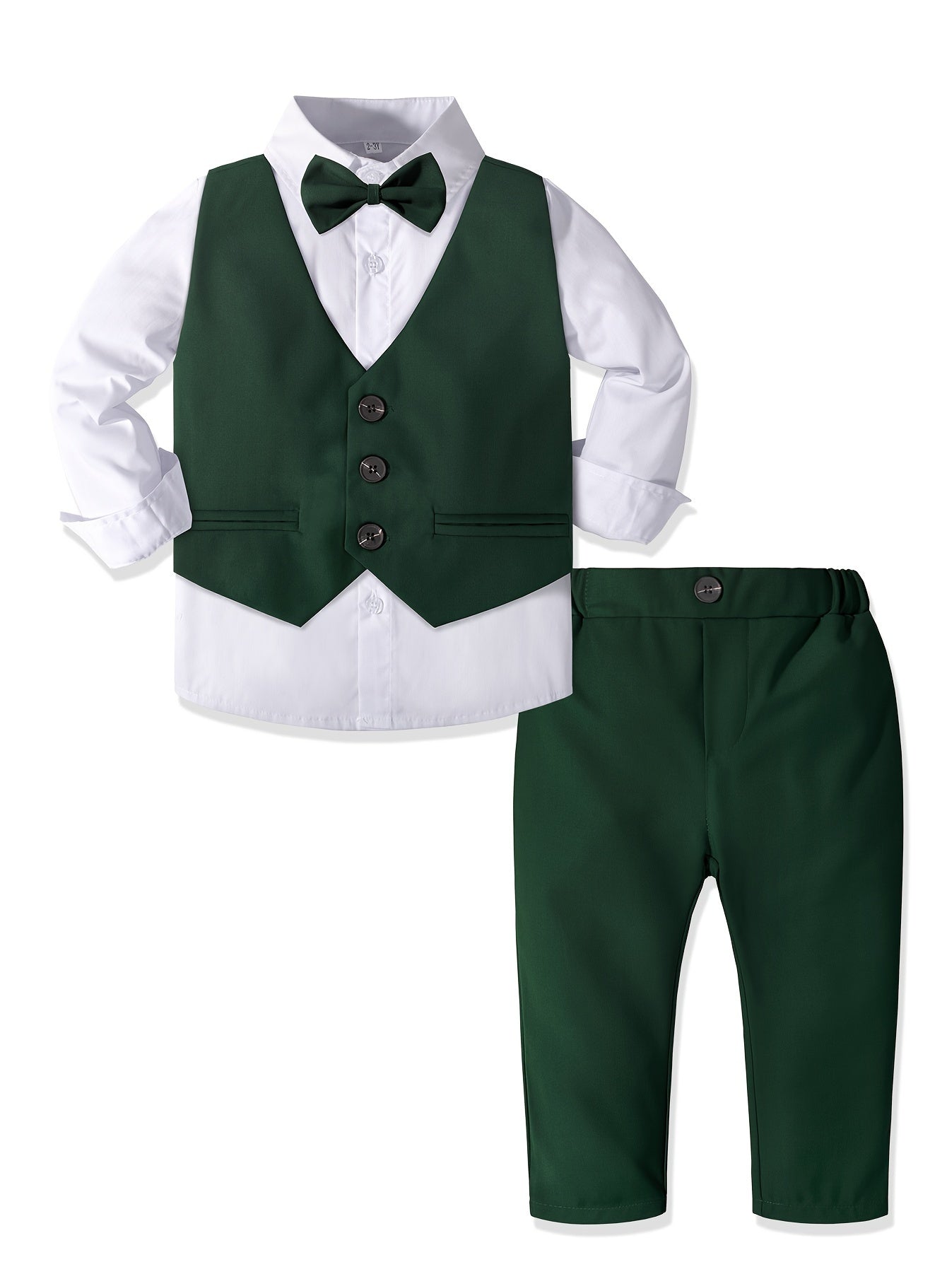 Boys' Green 4-Piece Suit Set for Formal Occasions