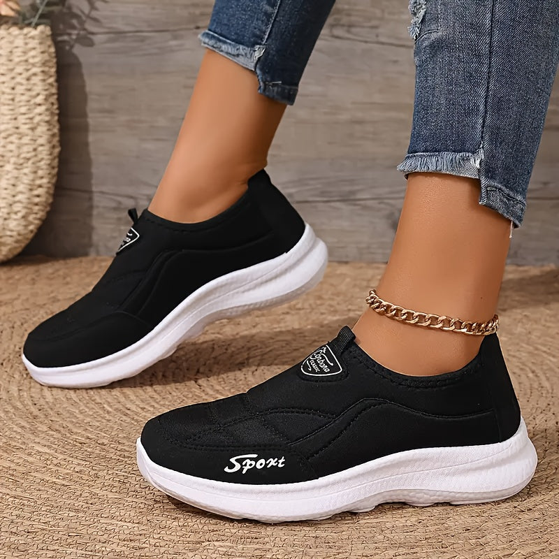 Women's Sneakers - Lightweight Breathable Sneakers with Non-Slip PU Sole, White Black Accents - Lace-Up Design for Gym, Everyday, Formal Events - All-Season Comfort Walking Shoes, Ladies Sneakers, Casual Footwear, Stylish F