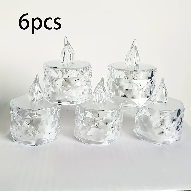 LED Candle Set with Crystal Pattern - Battery-Powered Indoor Table Decorations for Birthdays, Christmas, Halloween, Weddings, Parties & Holidays, Non-Rechargeable Battery, Round Shape, Holiday Candle Lighting | Elegant Candle
