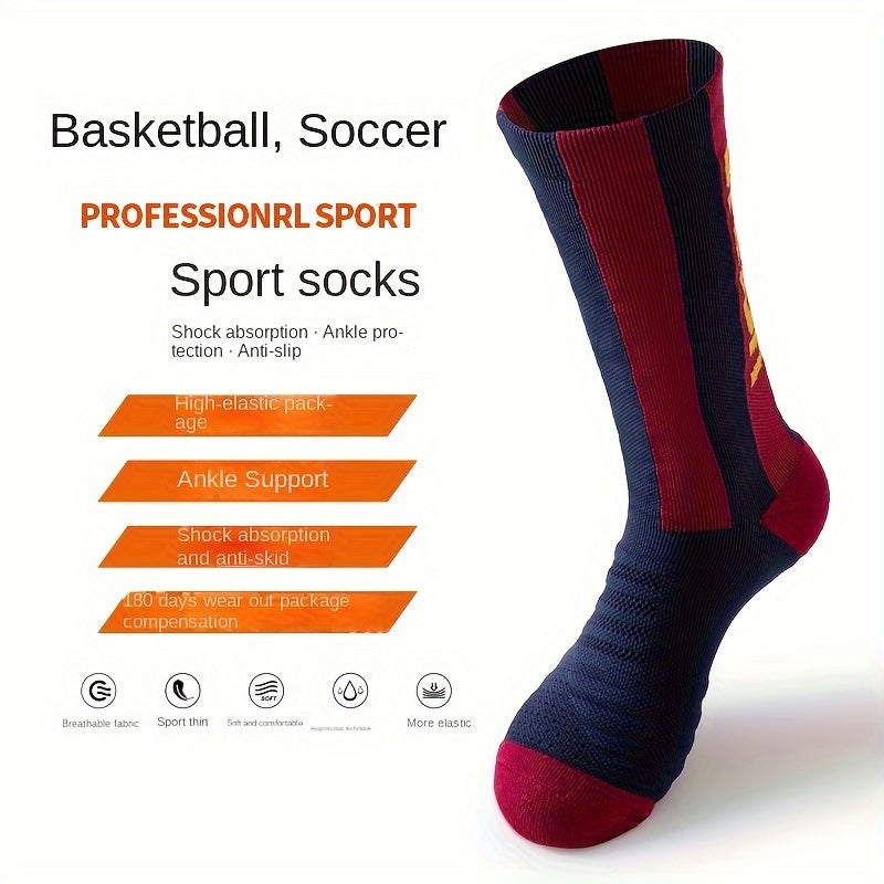 Men's Mid-Length Football Socks with Anti-Slip Grip