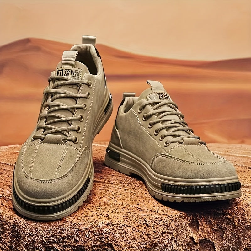 Men'S All-Season Low Top Sneakers, Solid Color, Non-Slip Durable Sports Casual Shoes, Breathable Fabric Lining, Round Toe, Lace-Up Closure, Faux Upper, PVC Sole, Cloth Insole - Versatile for Casual Sports Use