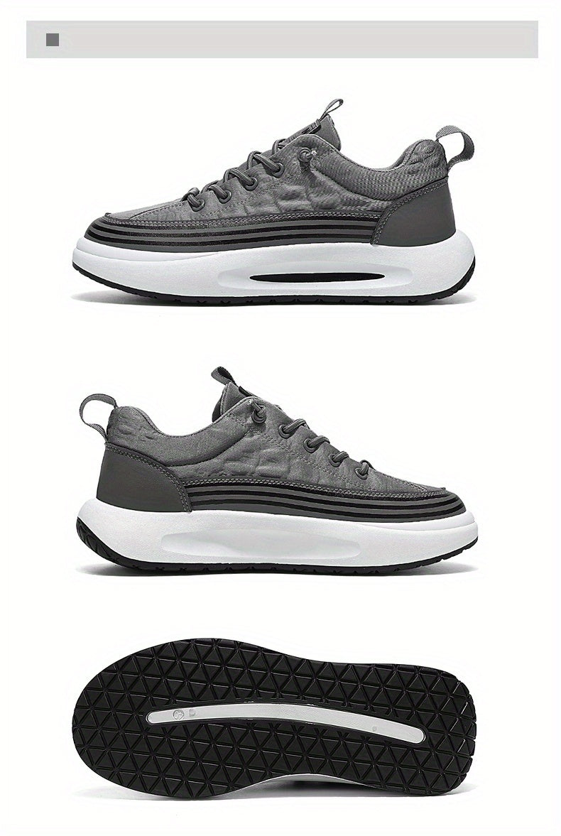 Men's Slip-On Casual Sneakers - Breathable Comfortable Low-Top Shoes with Elastic Panels, PU Upper PVC Sole for Outdoor Hiking, Running, Daily Wear - All-Season Versatile Streetwear, Hiking Street Shoes, Modern Street Shoes