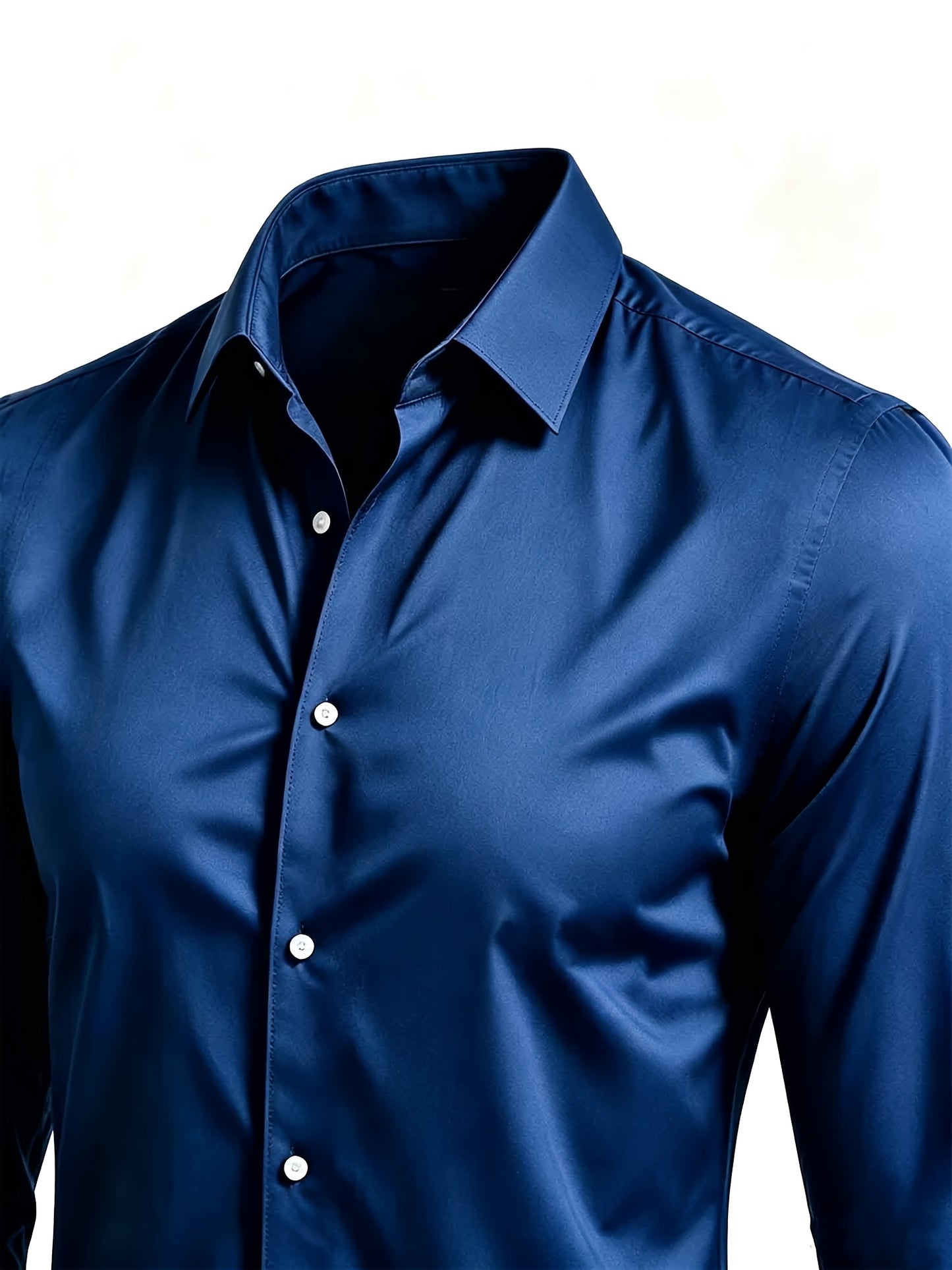Men's Casual Long Sleeve Button-Up Solid Color Shirt