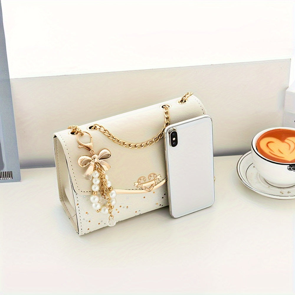 A Stylish Women'S Flip Chain Handbag, Ideal for Shopping, Makes a Wonderful Gift for Family, Loved Ones, Friends, Classmates, Or Even for Yourself. It'S a Perfect Present for Valentine'S Day, Featuring a Square Bread Design A