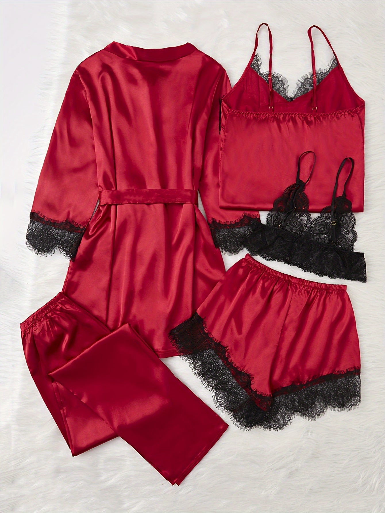 Ice Sensation Color Ding Lei Contrast Lace Patchwork Multi-Piece Set