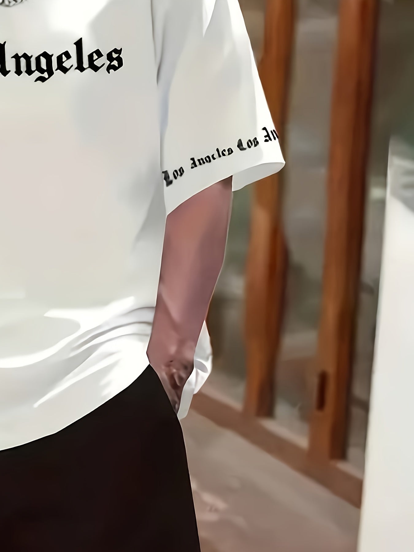 Los Angeles English Pattern Men's Short Sleeve Shirt + Casual Sport Set, Breathable Soft Summer Outfit with Pocketed Shirt and Drawstring Shorts