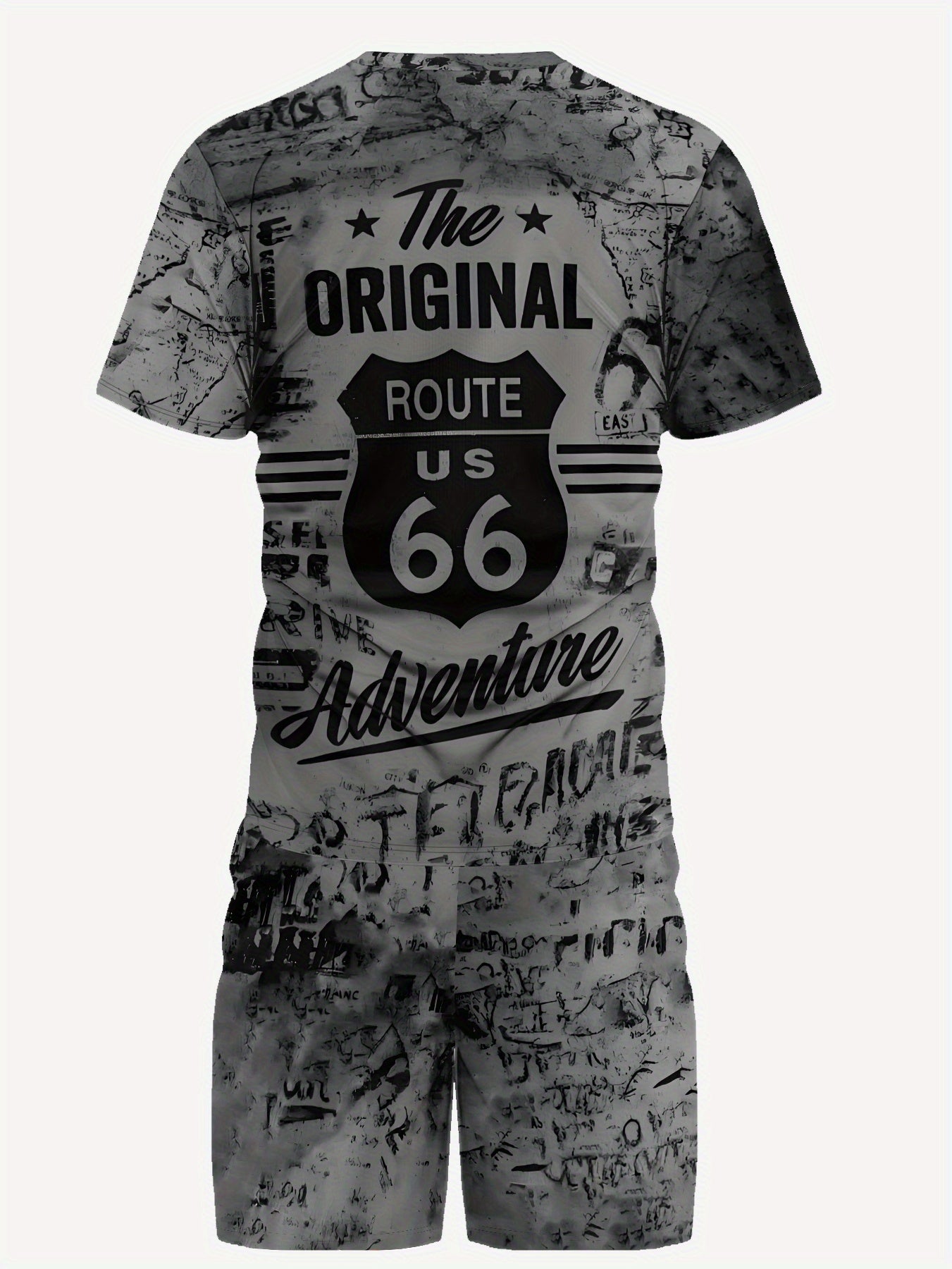 Men's Printed Short Sleeve T-shirt + Shorts Set Casual Sports Suit Breathable Outdoor Leisure Men's T-Shirt Five-Pants Set Summer 3D Printing Set Adult Male