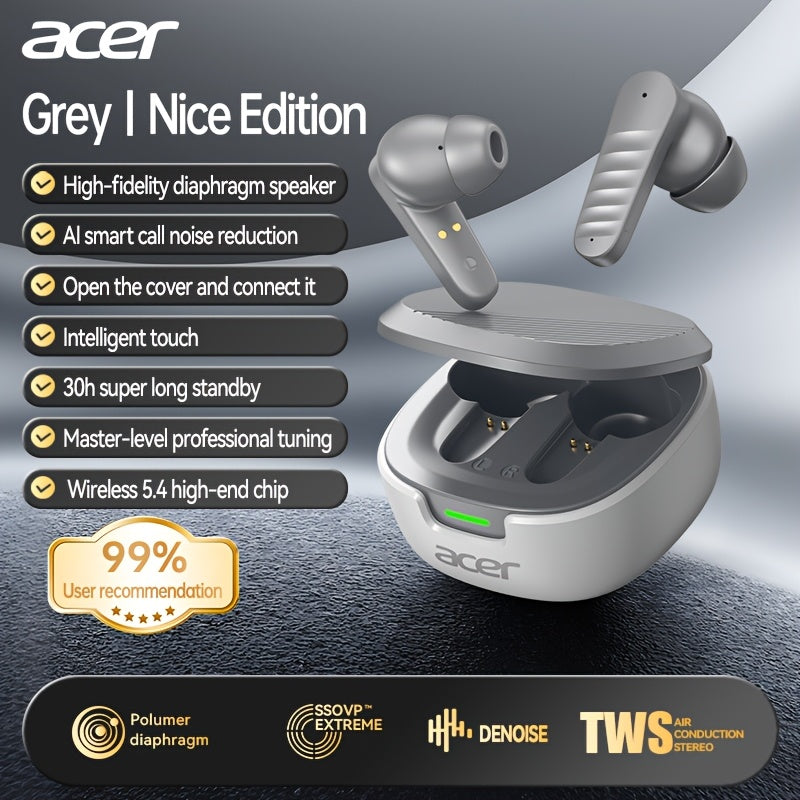 30h Wireless Earbuds Acer OHR503 Mini Sport Wireless Earbuds | Wireless Stereo, Long 30h Standby, Noise-Canceling, Comfortable Wear | Universal Fit, Latest Model, Touch Control