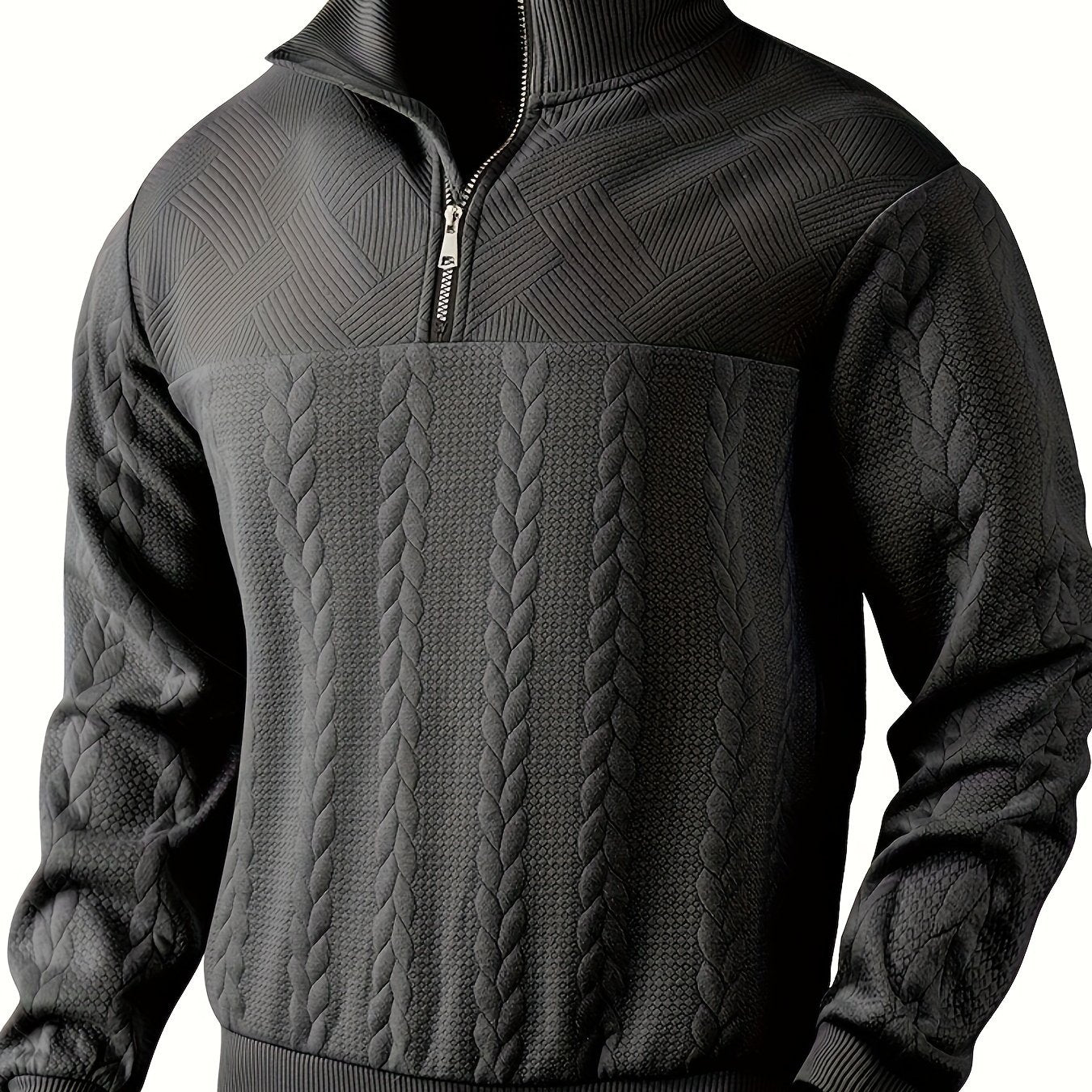 Cross-Border American Retro Casual Stand-Up Collar Zip-Up Loose Knitted Heavyweight Patchwork Jacquard Long-Sleeve Sweatshirt for Autumn And