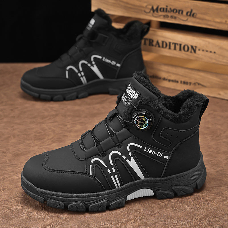 ZQBOBING Men'S Winter Hiking Boots - Slip-Resistant Traction, All-Season Outdoor Trekking Shoes with Cushioned EVA Insole - Lightweight Ankle Support for Mountain Climbing, Snowshoeing, Everyday - Brown/Black Accent - Lace-Up