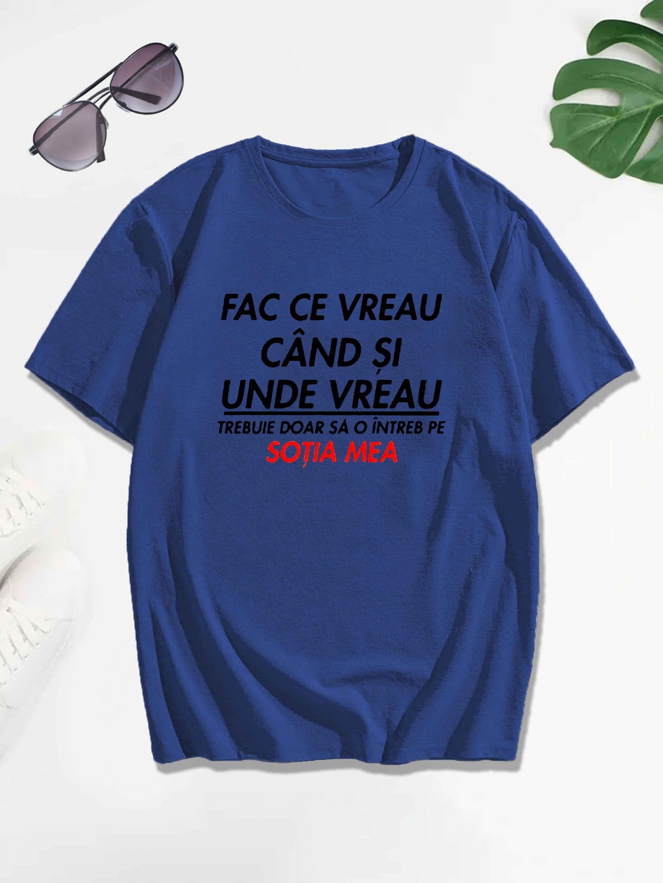 Men's Romanian Quote Short Sleeve T-Shirt - "Face Ce Vreau Cand Si Under Breath" Print, Lightweight Polyester, Casual Summer Top, Round Neck, Machine Washable, Machine Washable Tee Bold Text Tee Lightweight Material