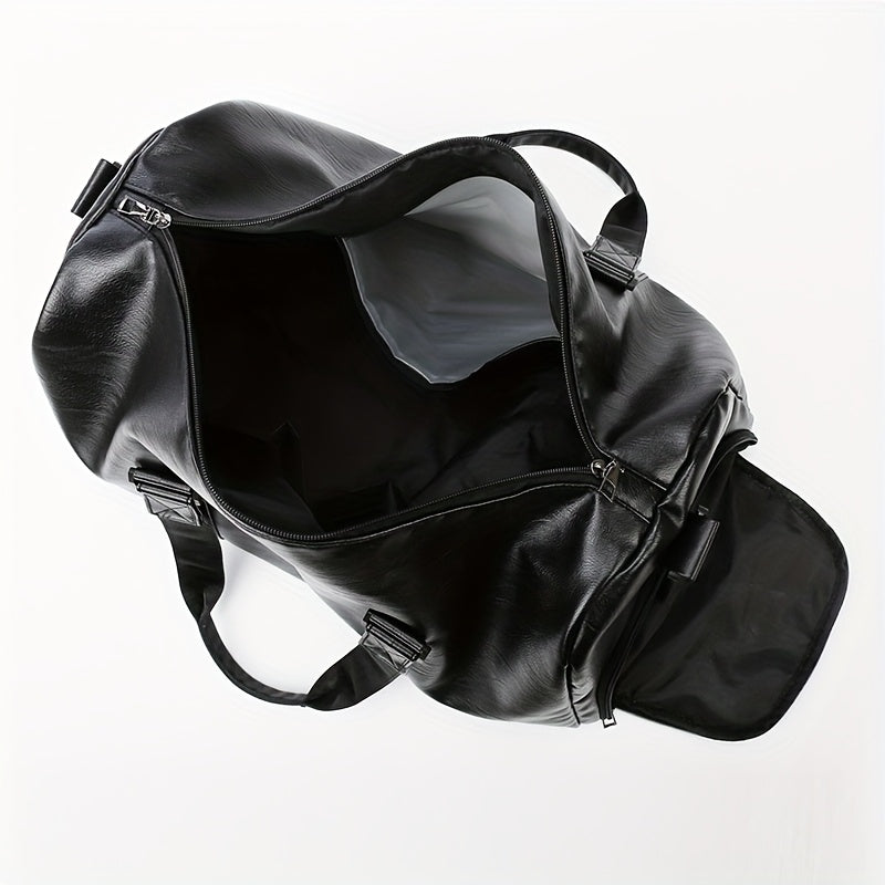 Large Capacity Lightweight Durable Business Travel Bag - Black Polyester Gym Duffel with Adjustable Shoulder Straps & Zipper Closure for Commuting, Weekend Trips, Daily Commute, Commuting Essentials, Minimalist Design, Reinfo