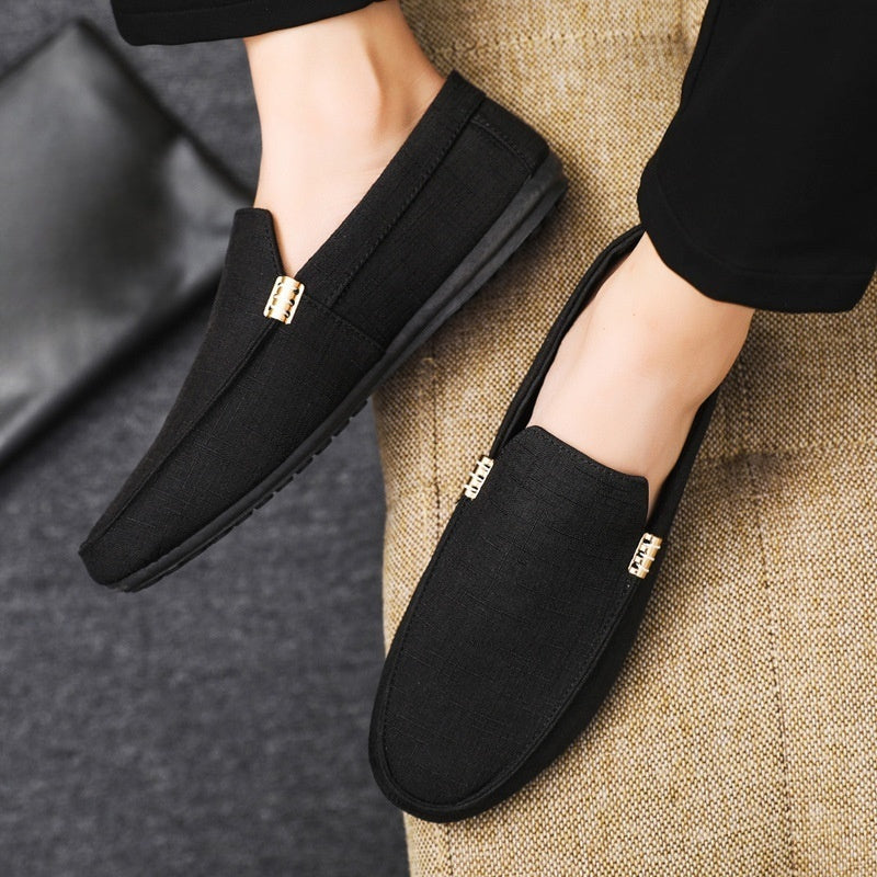 Men's Summer Slip-On Casual Shoes - Breathable Fabric Upper, Lightweight Rubber Sole, Low-Top Design for Everyday Comfort & Versatile Style
