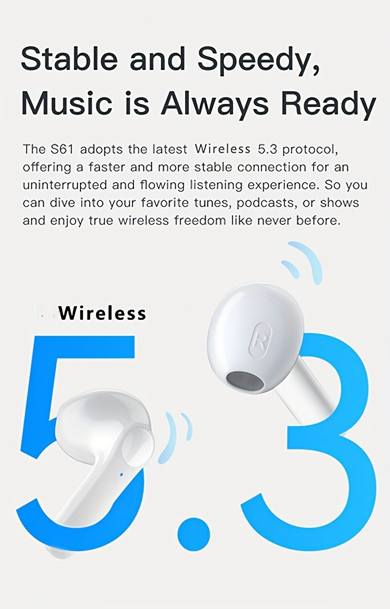 High-Fidelity Sound Quality with Deep Noise Cancellation, Seamless Connectivity, Volume Control, Open-Back Design, Compatible with Tablets - Wireless Sports Earbuds with LED Digital Display, Long Battery Life, Touch Operation