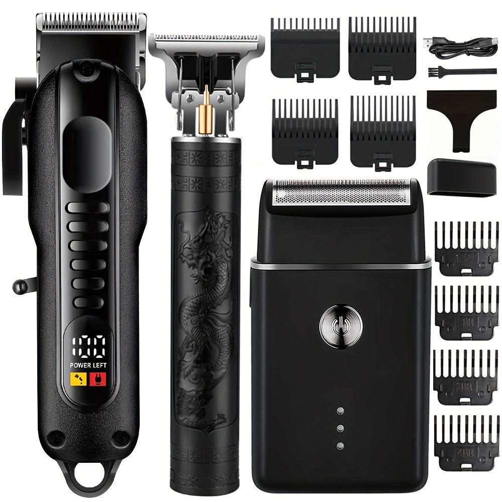 2pcs/3pcs Professional Men'S Hair Clipper - Cordless and USB Rechargeable Beard Trimmer with Limit Comb, Ideal for Haircutting and Beauty, Barber Clippers, Grooming Essentials, Sleek Design, Durable Construction, Personal Car - ayq
