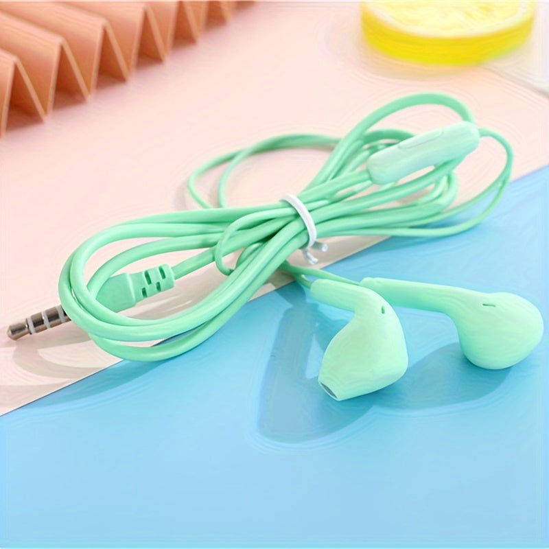 Anime-Inspired Wired Earphones with Microphone, 3.5mm Jack, Noise Isolating, Volume Control, Tangle-Free Cable, Plastic Semi-Open-Back Design, Compatible with Cellphones, Ideal for Running - Multiple Colors