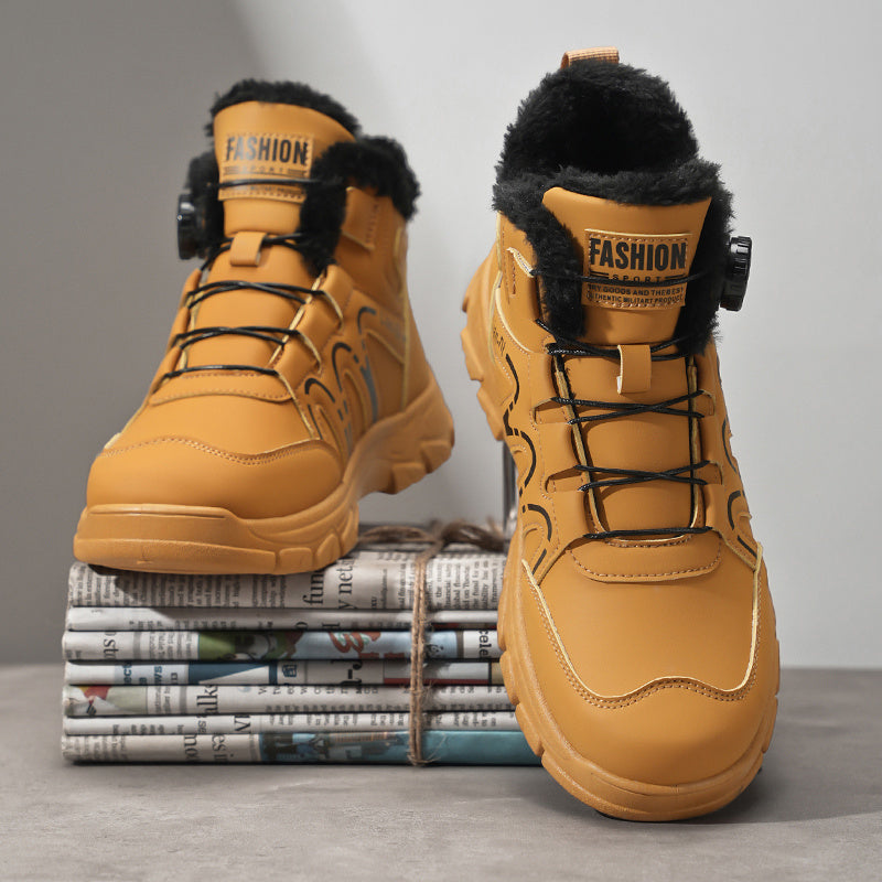 ZQBOBING Men'S Winter Hiking Boots - Slip-Resistant Traction, All-Season Outdoor Trekking Shoes with Cushioned EVA Insole - Lightweight Ankle Support for Mountain Climbing, Snowshoeing, Everyday - Brown/Black Accent - Lace-Up