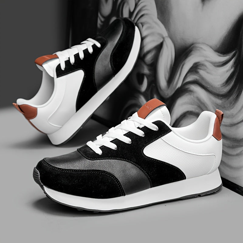 Men'S Breathable Athletic Sneakers - Lightweight, Soft, Non-Slip Running Shoes with EVA Sole for Sports, Travel Casual Wear - White Brown Two-Tone Design, Lace-Up Low Tops, All-Season Comfort, Sports Footwear, Sleek Sport