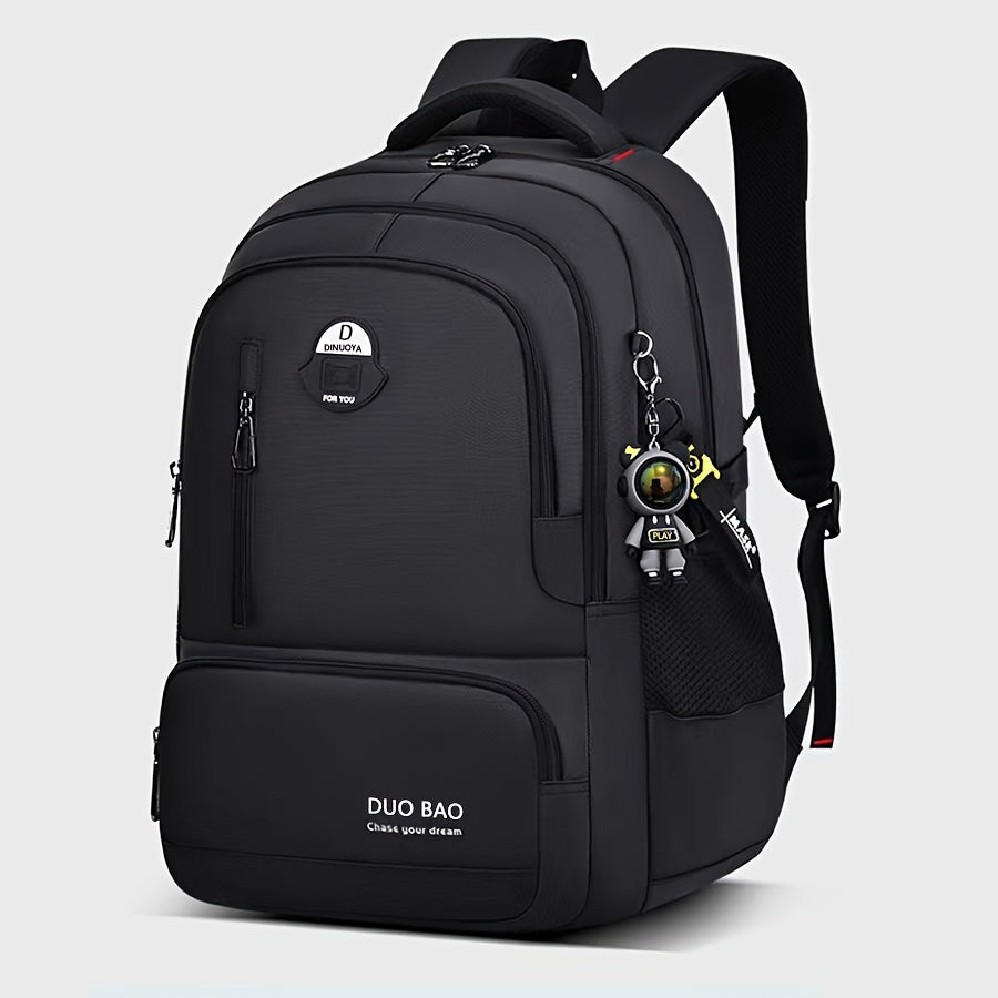 1pc DUO BAO High-Quality Knapsack - Stylish Gray Black Backpack with 6 Large Compartments, Durable Oxford Fabric, Ideal for School, Travel, and Fitness, Casual Style, Travel Backpack Stylish Backpack Durable Backpack
