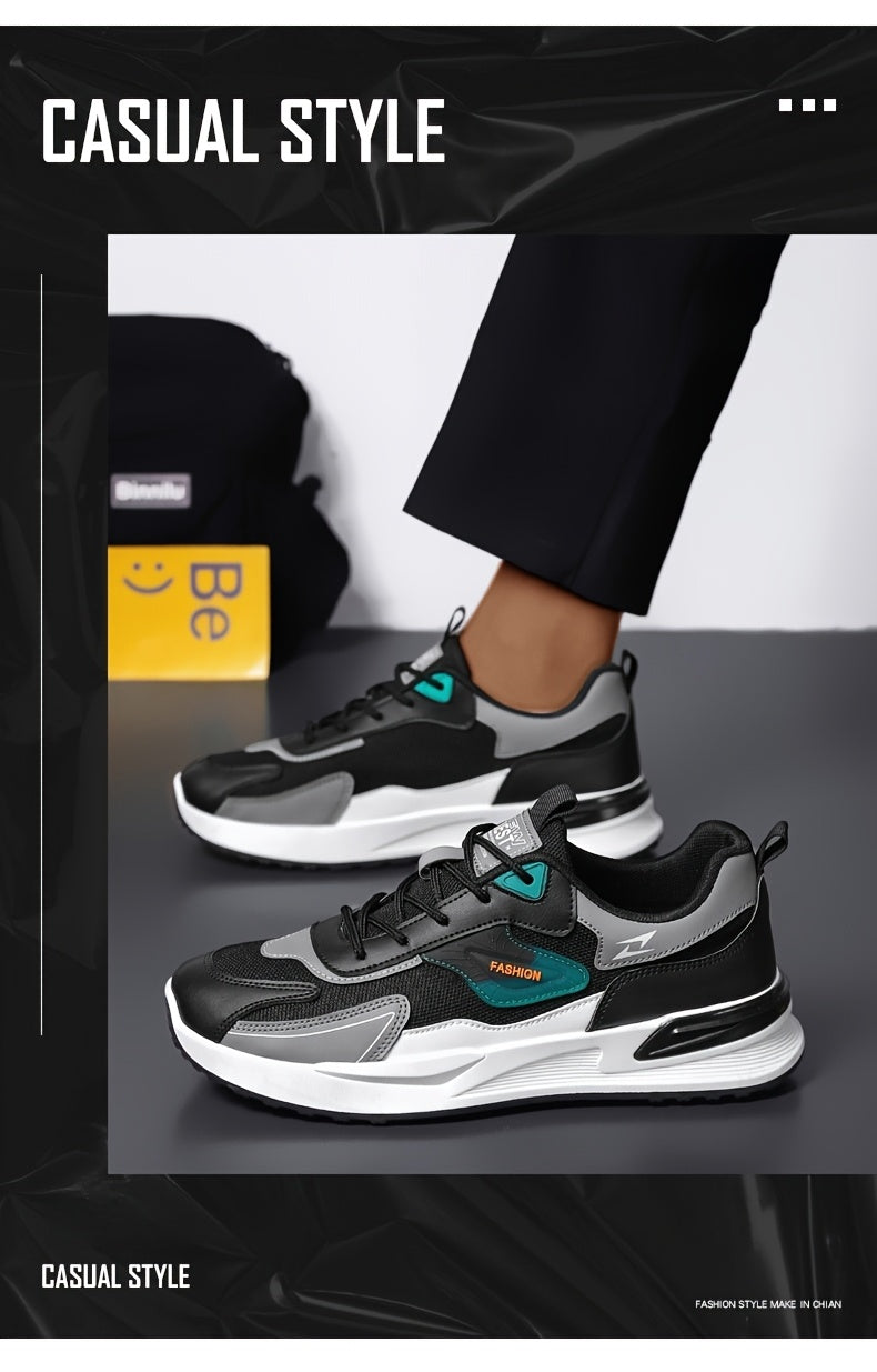 Men's Plus Size Canvas Sneakers - Trendy Casual Running Shoes with Air Cushion, Breathable Fabric Upper, Low-Top Design, and Durable PVC Sole for Casual Attire, Walking, and Skateboarding
