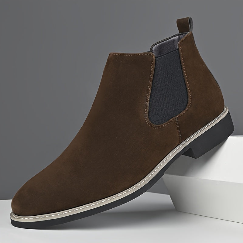 Men's Business Chelsea Boots Pointed Toe Slip-On Ankle Shoes