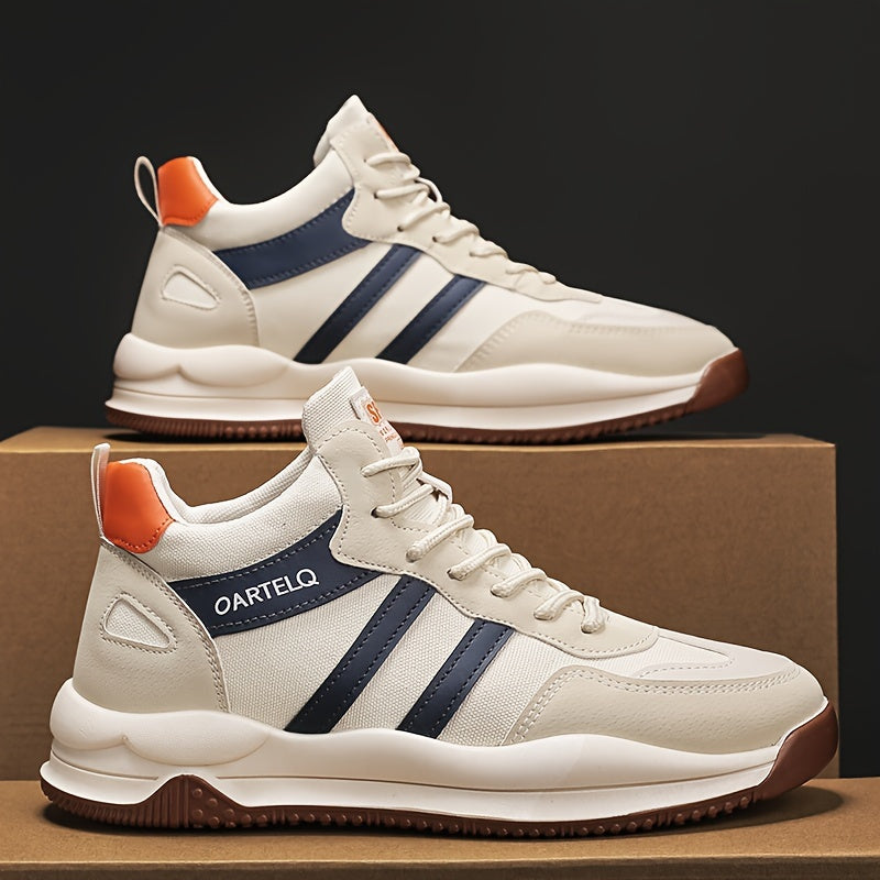 Men's Breathable Lace-Up Sneakers - Casual Stylish, Versatile for All Seasons, Non-Slip Rubber Sole