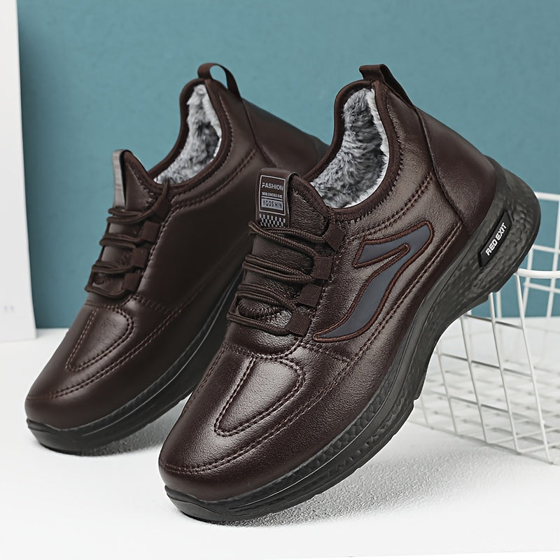 New Winter Men's Versatile Casual Sports Shoes with Fleece Lining, Warm and Comfortable Soft Sole Sneakers