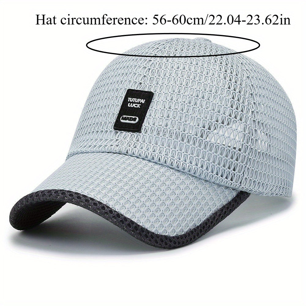 2pcs Unisex Quick-Dry Mesh Baseball Caps - Breathable, Adjustable Summer Sun Hats with Large Brims for Outdoor Activities, Black & Gray Textured Design