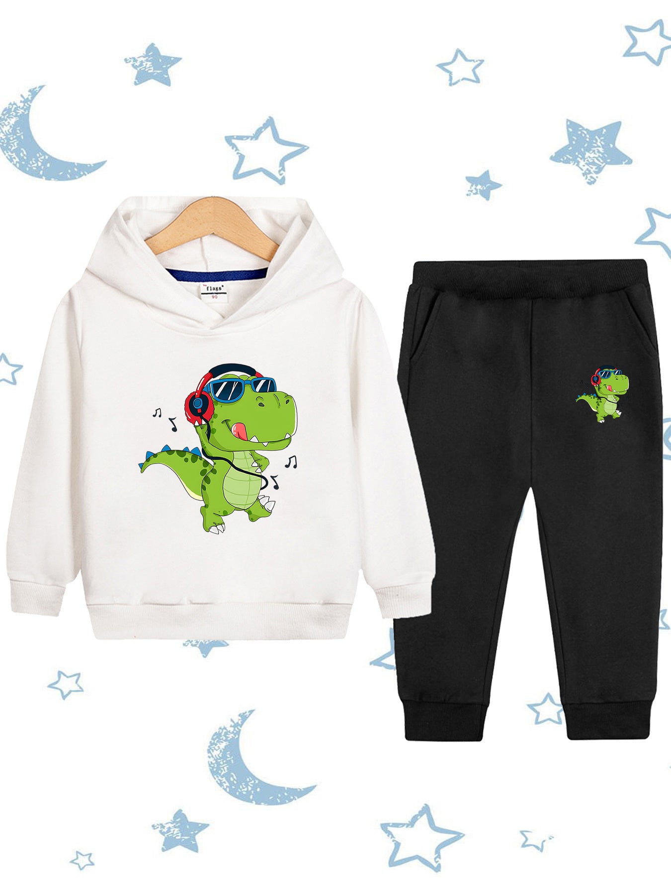Kids Cotton Dinosaur Hoodie and Pants Set for Fall Winter