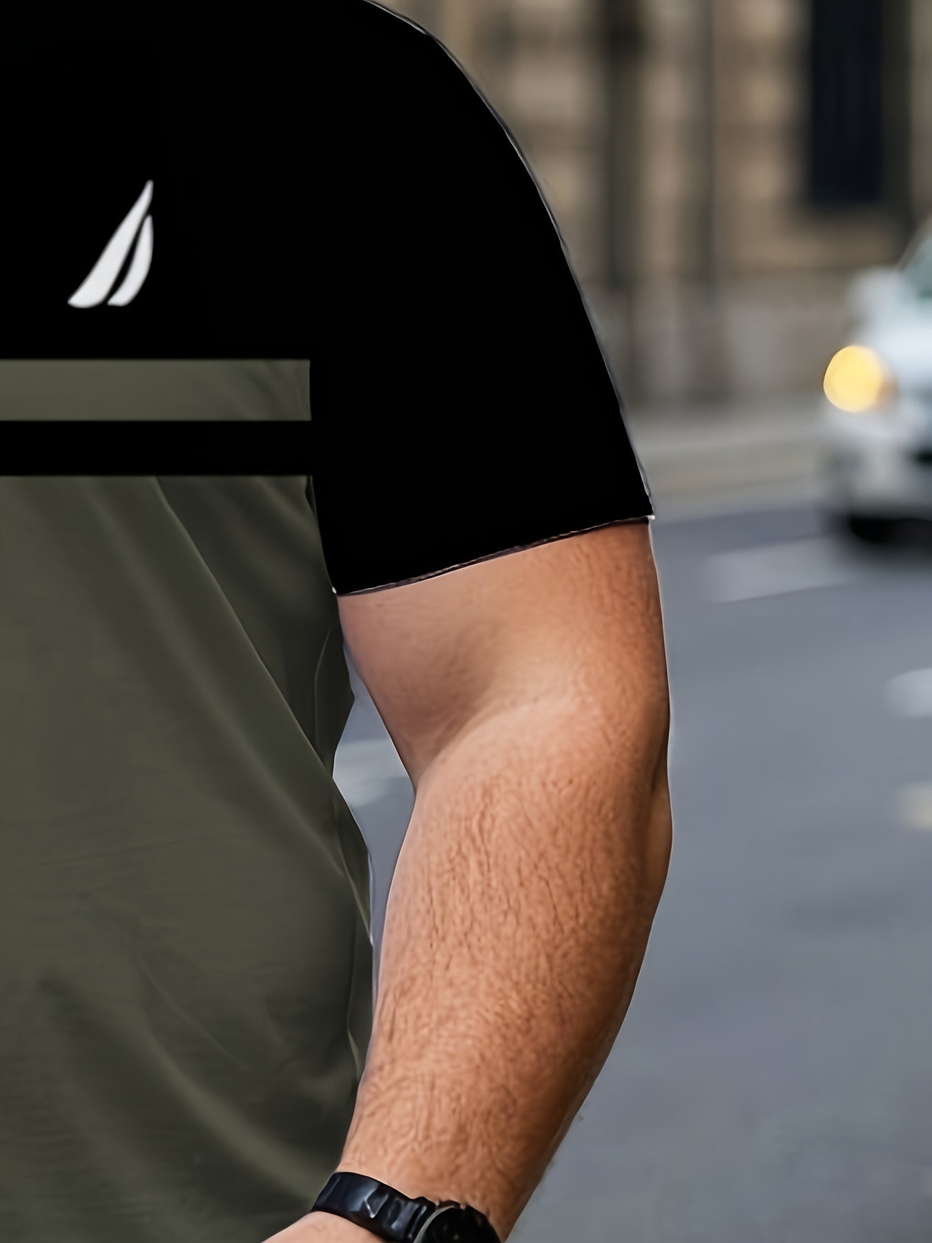 Men's Plus Size Casual 3D Printed Striped T-Shirt - Lightweight Polyester Blend, Breathable Short Sleeve Round Neck Tee for Outdoor Adventures Casual Attire, Machine Washable, Big Tall Sizes, Adventure Clothing Versatil