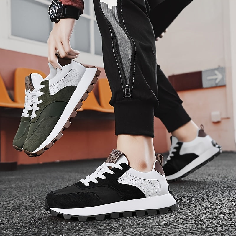 2025 Spring Men'S Breathable Low-Top Sneakers - Thickened Cushioned Rubber Sole, Men'S New Breathable Mesh Platform Dad Shoes Casual Height Increase Sports Shoes
