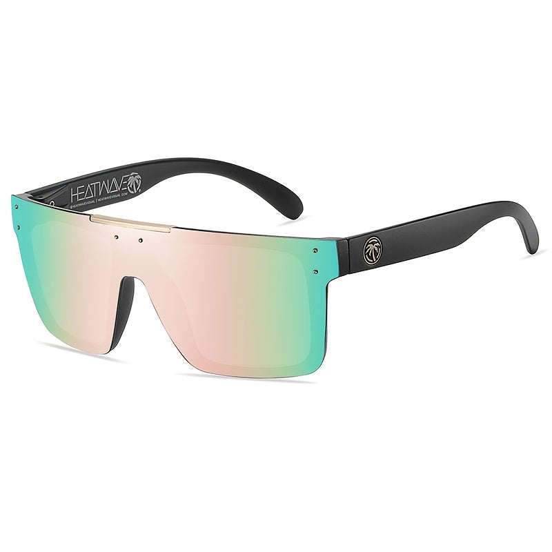 Luxury Brand Heatwave Unisex Square Fashion Glasses - Iridescent Purple to Blue Gradient Lenses,, Lightweight Durable Frame for Sports & Casual Fashion (Includes Protective Case)