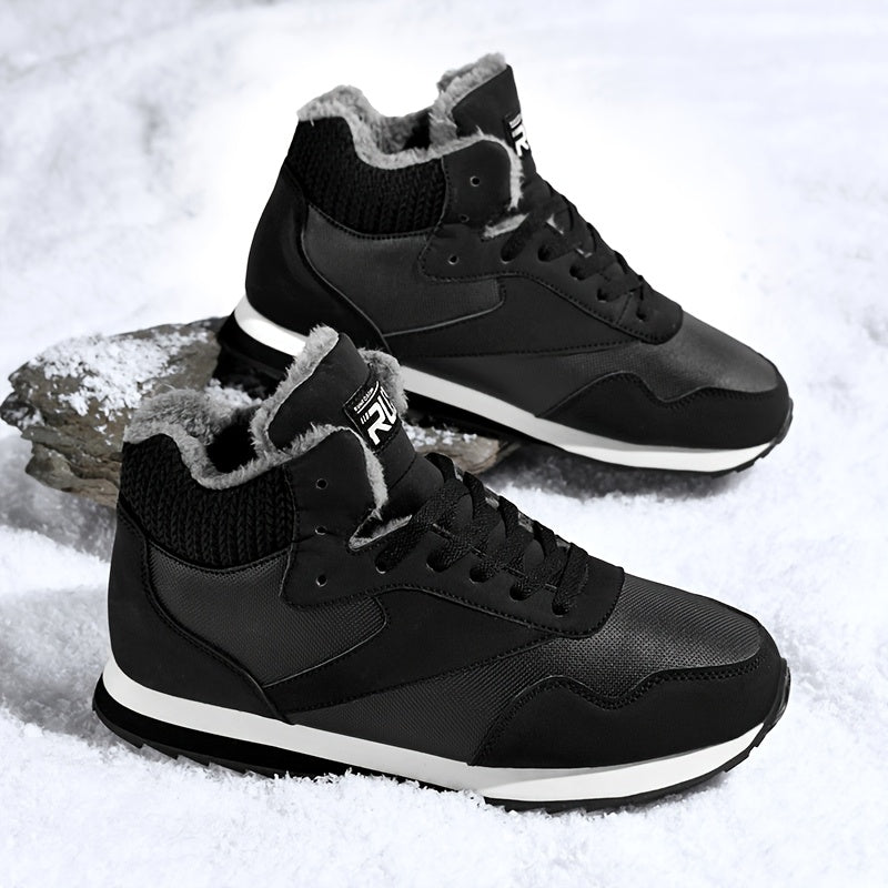 Men'S Winter Snow Boots - Warm Non-Slip Rubber Sole, Suitable for Hiking and Rock Climbing, Casual Fashion Street Style Lace-Up Design