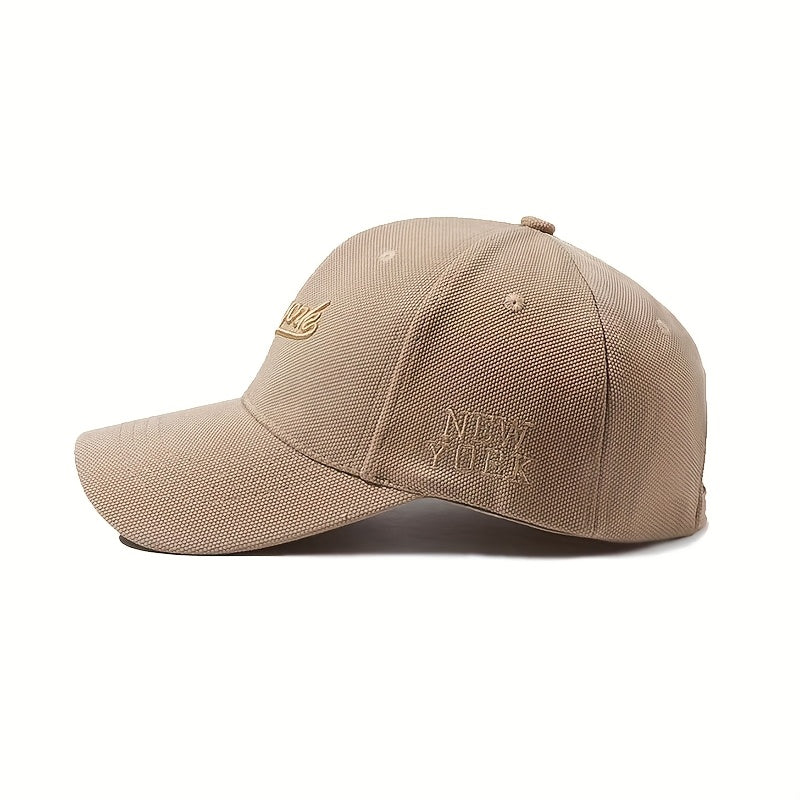 Adjustable Embroidered "NEW YORK" Baseball Cap, Wide Brim, Mesh Back, Casual Style in Beige, Black, White, Dark Brown, Navy Blue, Red, Green, and Yellow Colors, Fashionable and Comfortable for All Seasons, Allseason Hat | Mod