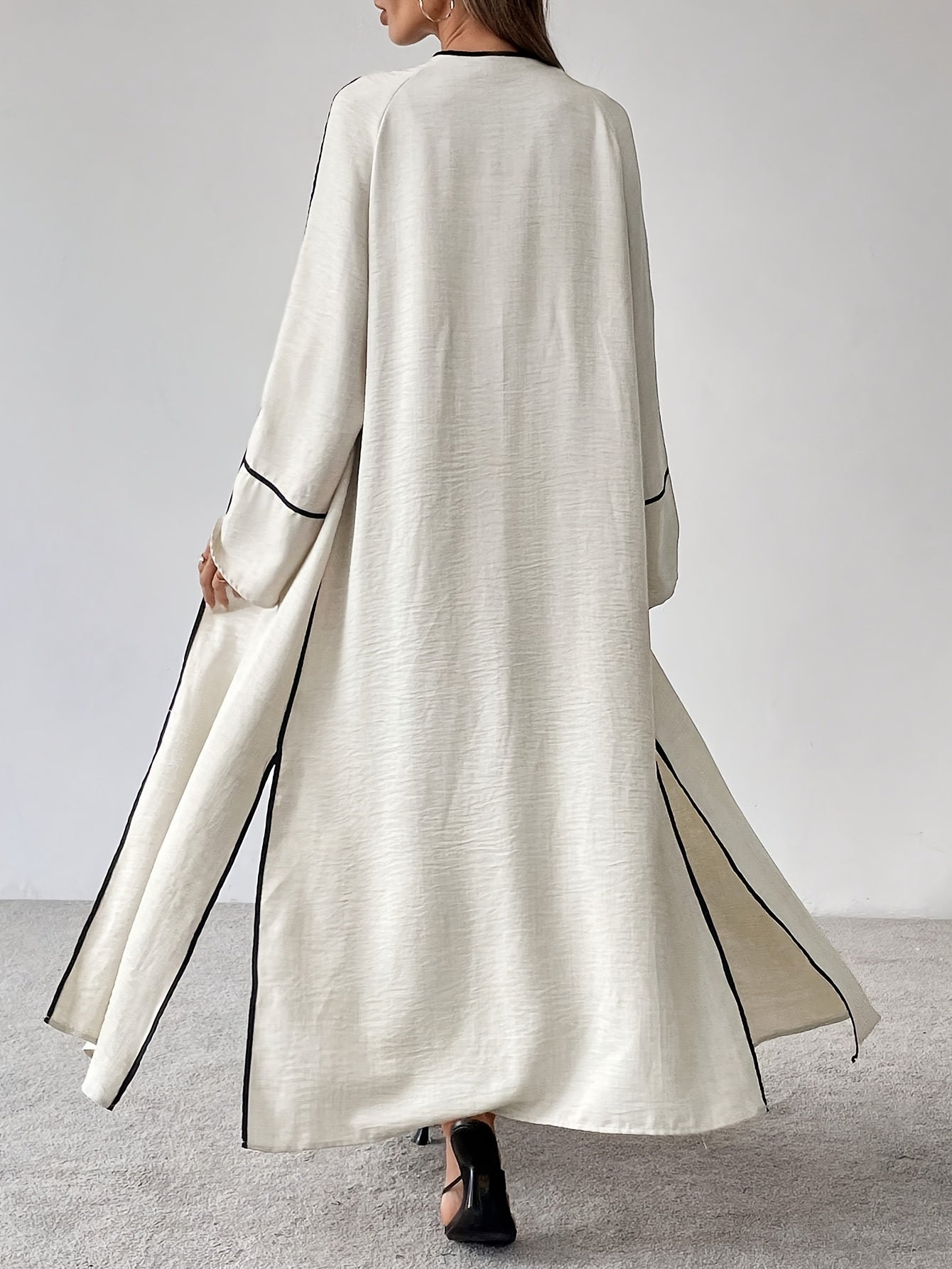 Women'S Elegant Fashion Work Casual Two-Piece Set - Long Sleeve Cardigan with Color Block Detail and Wide-Leg Pants, Loose Fit, All-Season Wear, Stylish Work Attire|Casual Style|Color Block Detail