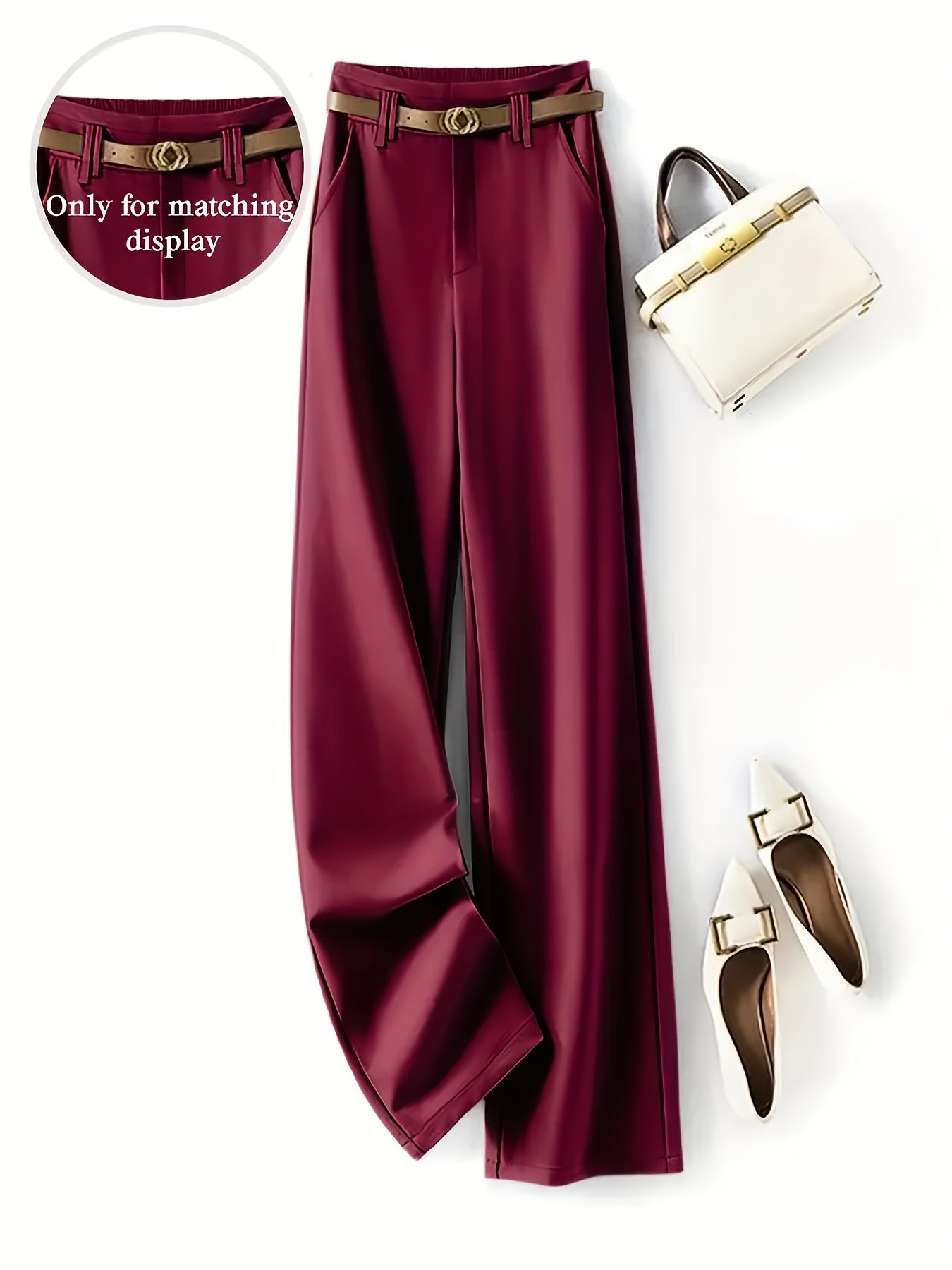 Elegant Navy Blue Satin Sleeveless Blouse & Wide-Leg Pants Set - Chic Belted Waist, High-Waisted Design, Smooth Texture, Perfect for Casual or Formal Occasions, Formal Attire | Belted Waist Blouse | Glossy Finish