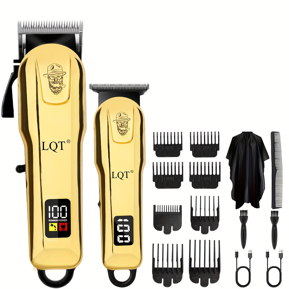 LQT 2/3PCS Electric Hairdressing Set/Men's Professional beauty and hairdressing Set/Holiday Gift Box/Suitable for families and barber shops/Digital display/LCD display screen/USB charging/ the perfect holiday gift for Father'