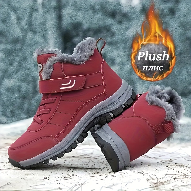 Men's & Women's Heavy-Duty Winter Snow Boots - Thick Short Boots with PU Upper, Rubber Sole & Striped Tread - Hiking, Mountaineering, Ice Climbing Shoes - Warm Cold Weather Footwear (Unisex Sizes Available)